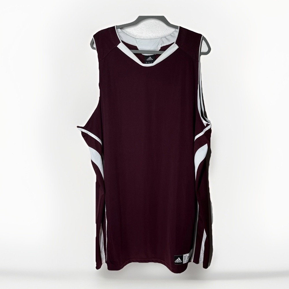 Adidas 2XT Practice Basketball Jersey Men Maroon White Mesh Performance Big Tall